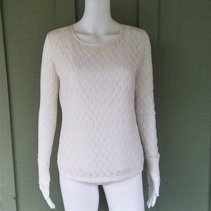 New ANN TAYLOR Ivory Lacey Knit Top Small Petite